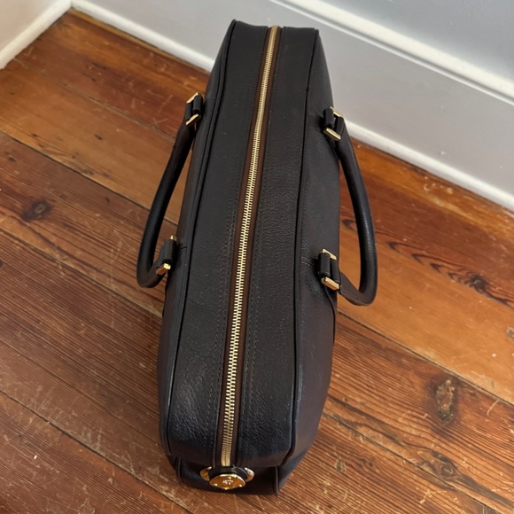 BROOKS BROTHERS  Vintage Brown Full Grain Thick Leather Briefcase Bag Gold Lock - Picture 8 of 16